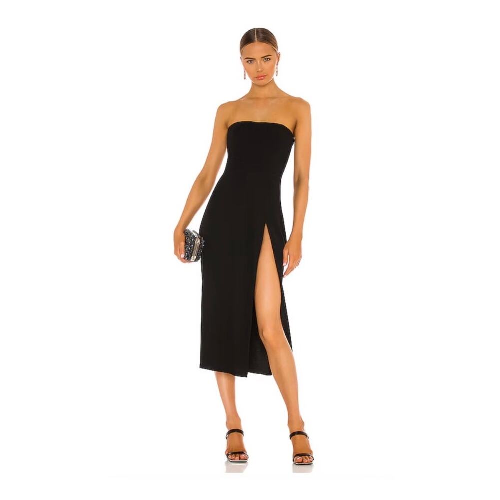 Amanda Uprichard Mandy Black Midi Dress Women Size XS